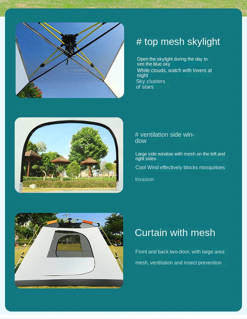 Cheap Goat Tents Automatic Aluminum Rod Portable Uv protection Camping Camping Outdoor Thickened Rainproof Tent Dropshipping   